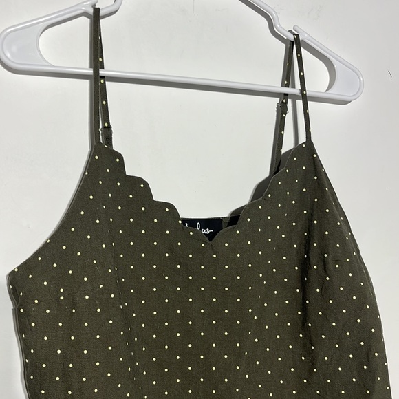 LULUS The Sweetest Olive Green Polka Dot Crop Top Size Large - Picture 4 of 10